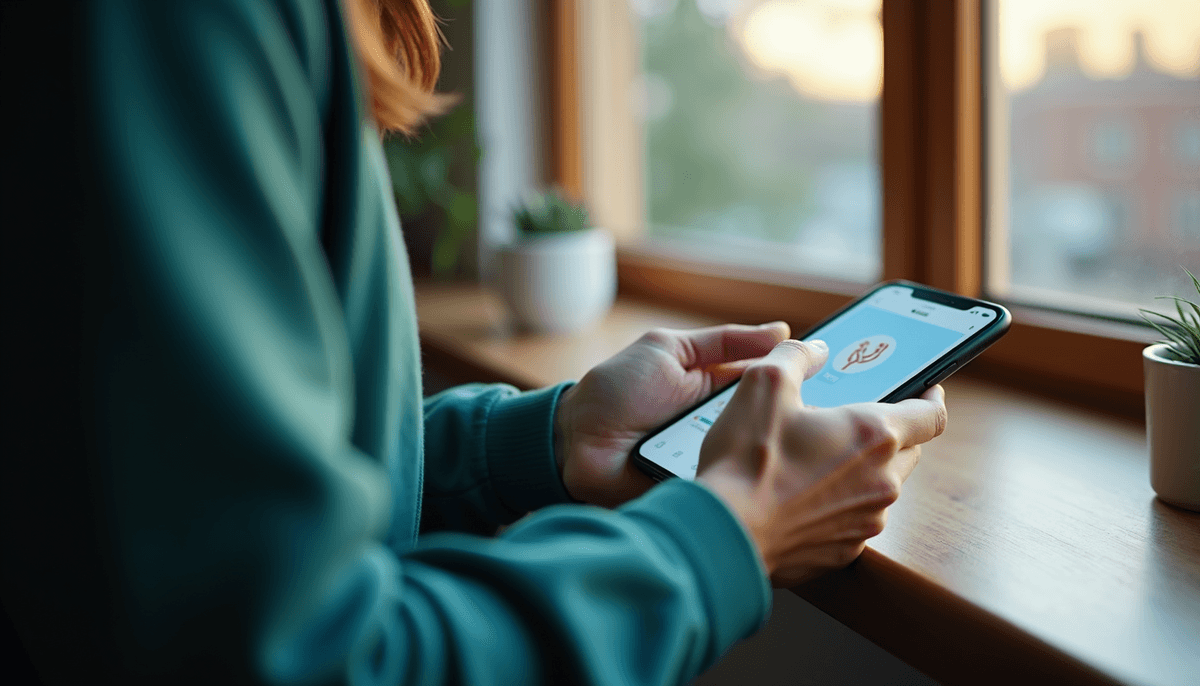 Person using smartphone for health and wellness tracking